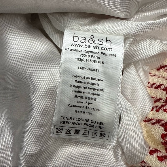 ba&sh Red and Cream Plaid Bomber Jacket - Picture 8 of 16